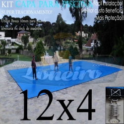 Capa para Piscina Super M: 12,0 x 4,0m PP/PE Cor Azul / Preto 76 molas 76 lonafix 5b